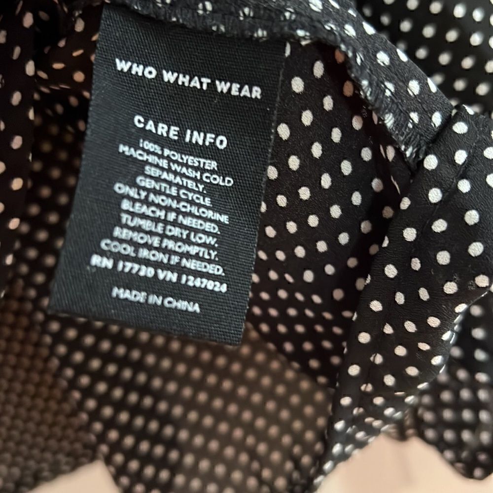WHO WHAT WEAR Black Polkadot High Neck Blouse - Picture 13 of 16